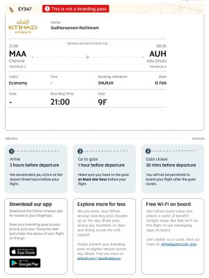 Check-in confirmation